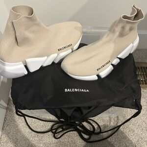 Balenciaga Taupe Sock Sneakers with White Soles